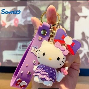 Sanrio Hello Kitty Purple and White Keychain